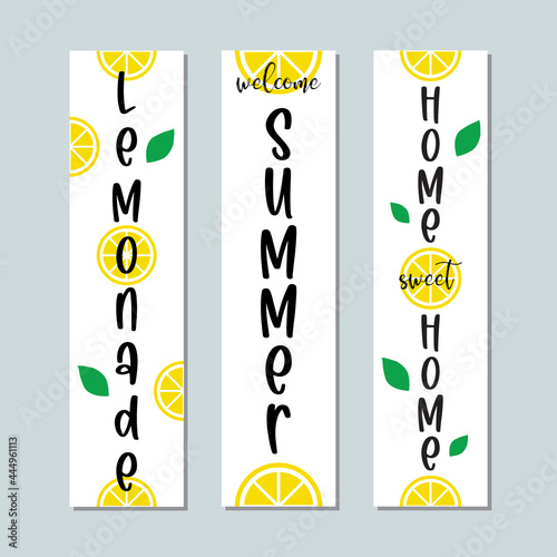 Lemonade lettering with lemon label. Brush calligraphy of word lemonade.