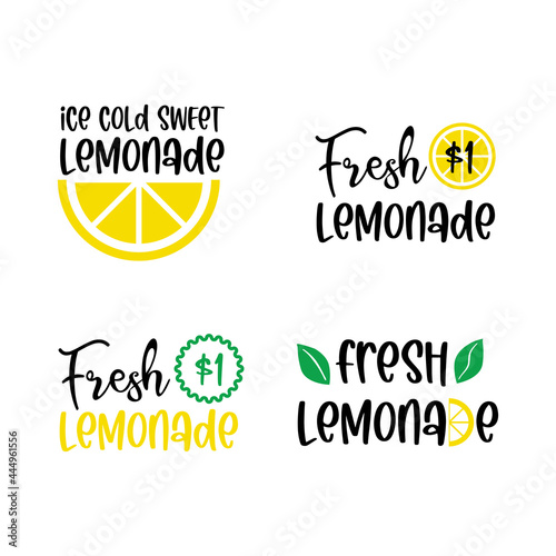 Labels and signs of fresh lemonade with lemon. Vector illustrations for graphic and web design, for stand, restaurant
