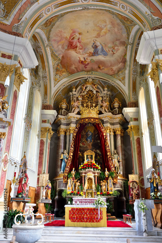 interior of the church of Saints Peter and Paul is a church located in Funes, in the hamlet of San Pietro in Baroque style Val di Funes Italy