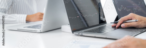 Investment planing and strategy concept, Financial data analysis graph business analytics and intelligence of finance performance.