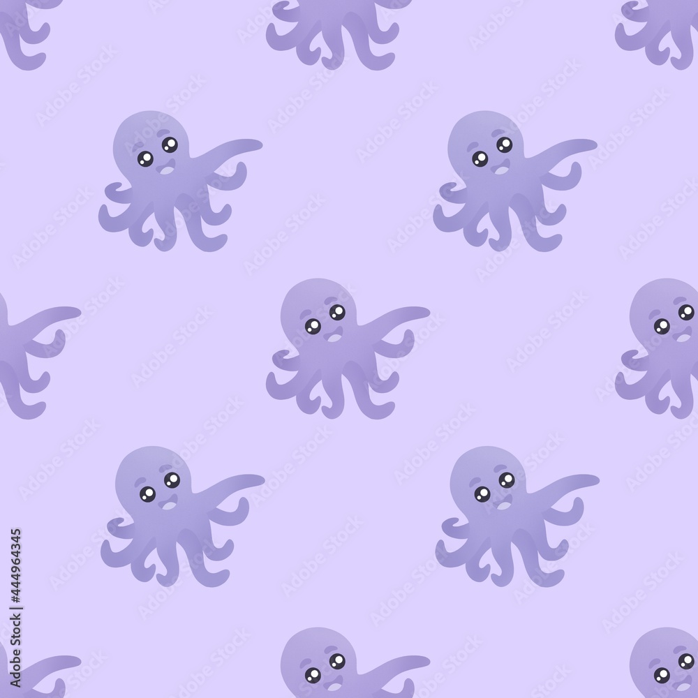 Fototapeta premium cute pattern with blue octopuses