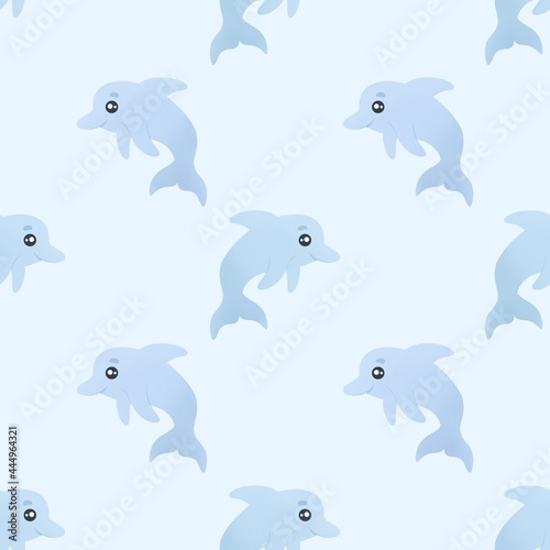 cute pattern with colorful dolphins