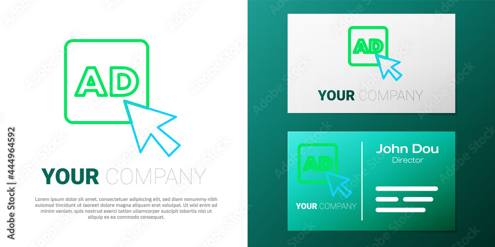 Line Advertising icon isolated on white background. Concept of marketing and promotion process. Responsive ads. Social media advertising. Colorful outline concept. Vector Line Advertising icon isolated on white background. Concept of marketing and promotion process. Responsive ads. Social media advertising. Colorful outline concept. Vector