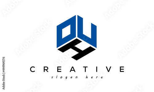 OUH three letters creative logo with hexagon photo