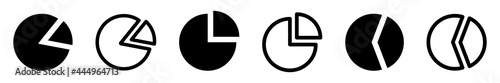 Set of pie chart icons. Pie chart for documents, reports, presentations. Business cycle. Vector.