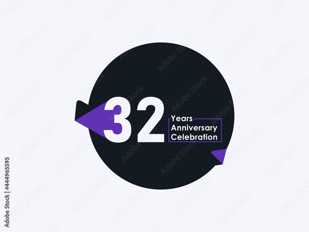 32 Years Anniversary Celebration badge with banner image isolated on white background 32 Years Anniversary Celebration badge with banner image isolated on white background