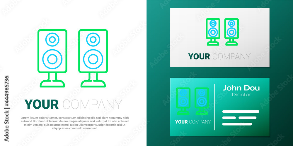 Line Stereo speaker icon isolated on white background. Sound system speakers. Music icon. Musical column speaker bass equipment. Colorful outline concept. Vector Line Stereo speaker icon isolated on white background. Sound system speakers. Music icon. Musical column speaker bass equipment. Colorful outline concept. Vector