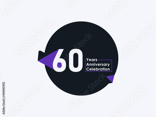 60 Years Anniversary Celebration badge with banner image isolated on white background