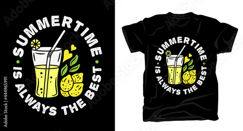 Glass of lemon juice illustration with typography t-shirt design