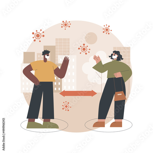 Social distancing abstract concept vector illustration. World coronavirus outbreak impact, self isolation, forced quarantine, communication ban, stay at home, do your part abstract metaphor.