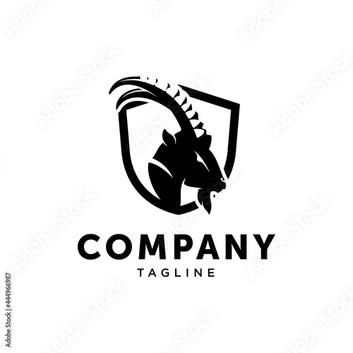Goat Ibex Longhorn Logo Design Vector Image