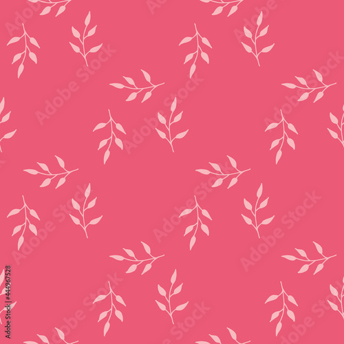 Seamless pattern with light pink branches on pink background. Vector image. © Asahihana