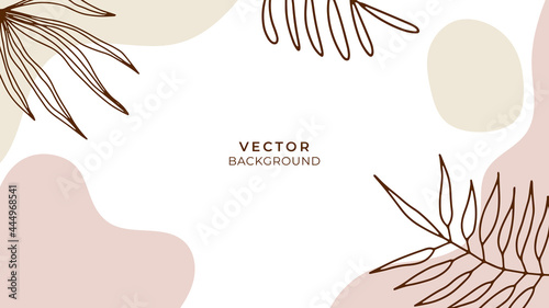 Social media stories and post creative vector background. Background template with copy space for text and images. Abstract coloured shapes, line arts , floral and leaves, warm color of the earth tone