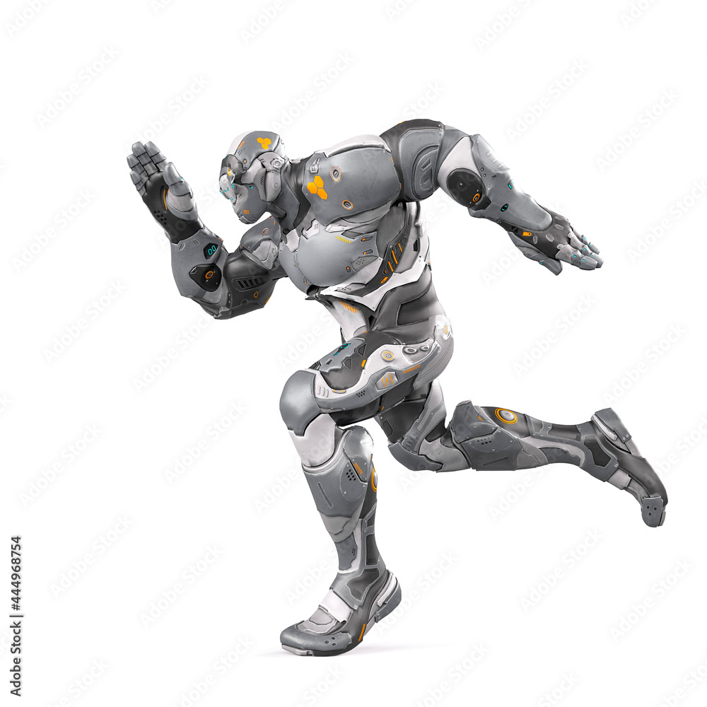 future soldier is running fast in white background future soldier is running fast in white background