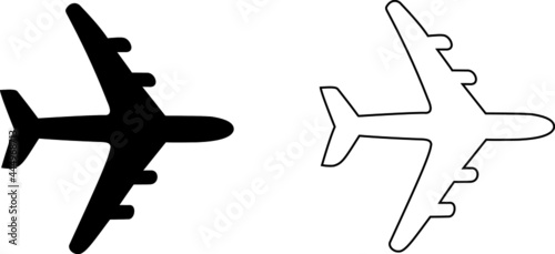 Plane icon. Black and dash.