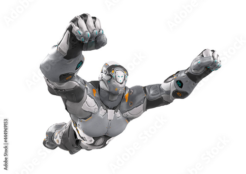 future soldier is flying on white background