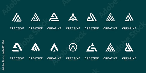 Abstract monogram letter logos collection. Geometric abstract logos icon design