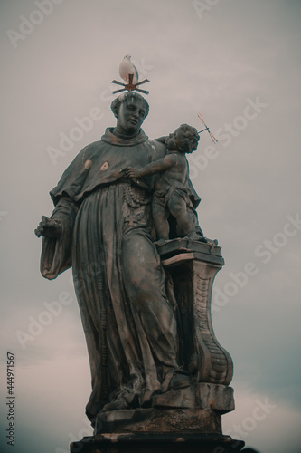 PRAGUE, CZECH REPUBLIC - Statue on the Charles Bridge, Prague, Czech Republic.
