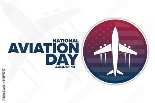 National Aviation Day. August 19. Holiday concept. Template for background, banner, card, poster with text inscription. Vector EPS10 illustration.