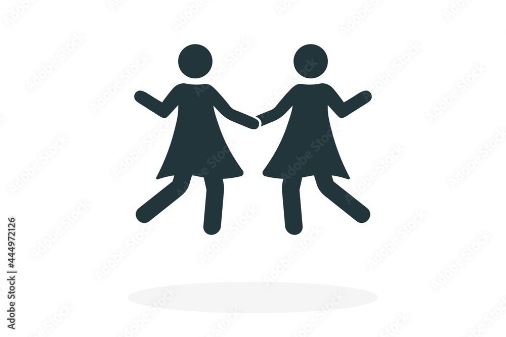 Girlfriends. Simple icon. Flat style element for graphic design. Vector EPS10 illustration. Girlfriends. Simple icon. Flat style element for graphic design. Vector EPS10 illustration.