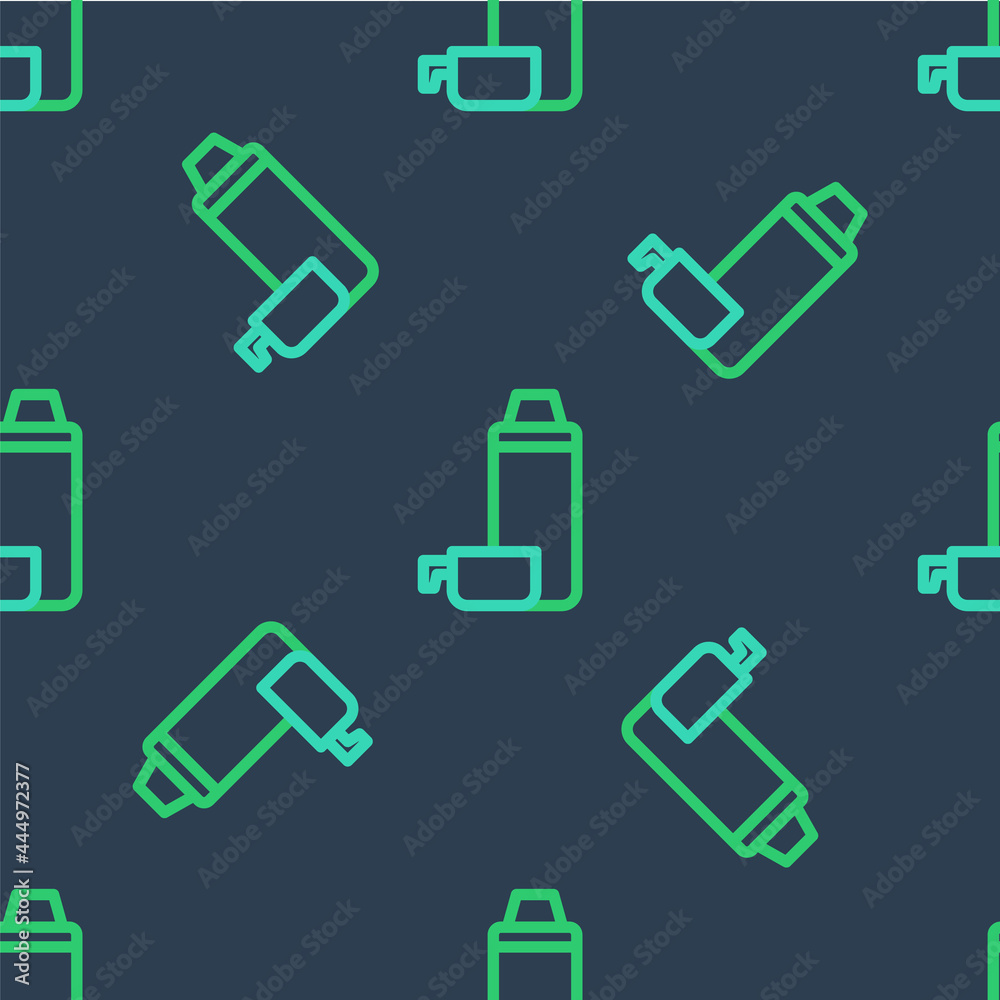 Line Thermos container icon isolated seamless pattern on blue background. Thermo flask icon. Camping and hiking equipment. Vector Line Thermos container icon isolated seamless pattern on blue background. Thermo flask icon. Camping and hiking equipment. Vector