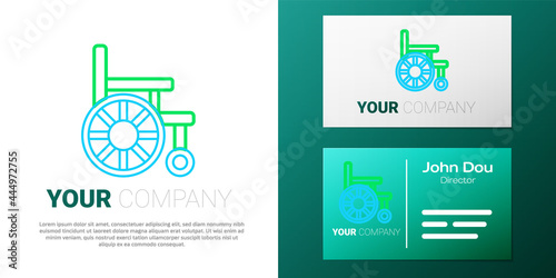 Line Wheelchair for disabled person icon isolated on white background. Colorful outline concept. Vector