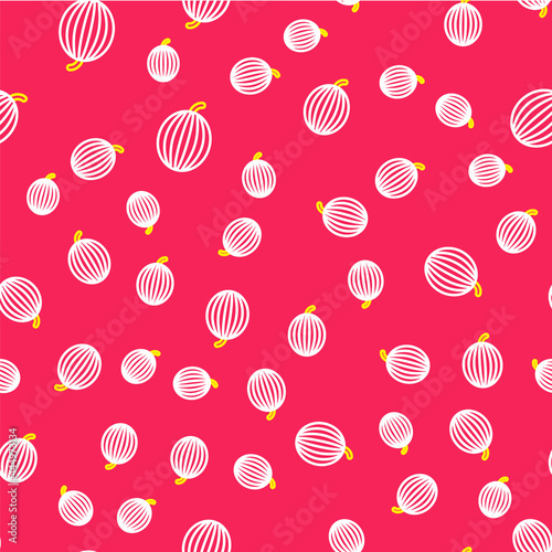 Line Watermelon icon isolated seamless pattern on red background. Vector