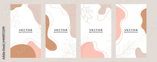 Social media stories, posts, highlights templates. Abstract floral minimal background with aesthetic floral flowers. Abstract floral vector backgrounds with copy space for text