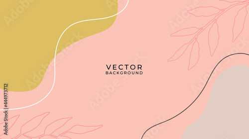 Beautiful pastel social media banner template with minimal abstract organic shapes composition in trendy contemporary collage style. Organic background with floral element  line and blob shapes