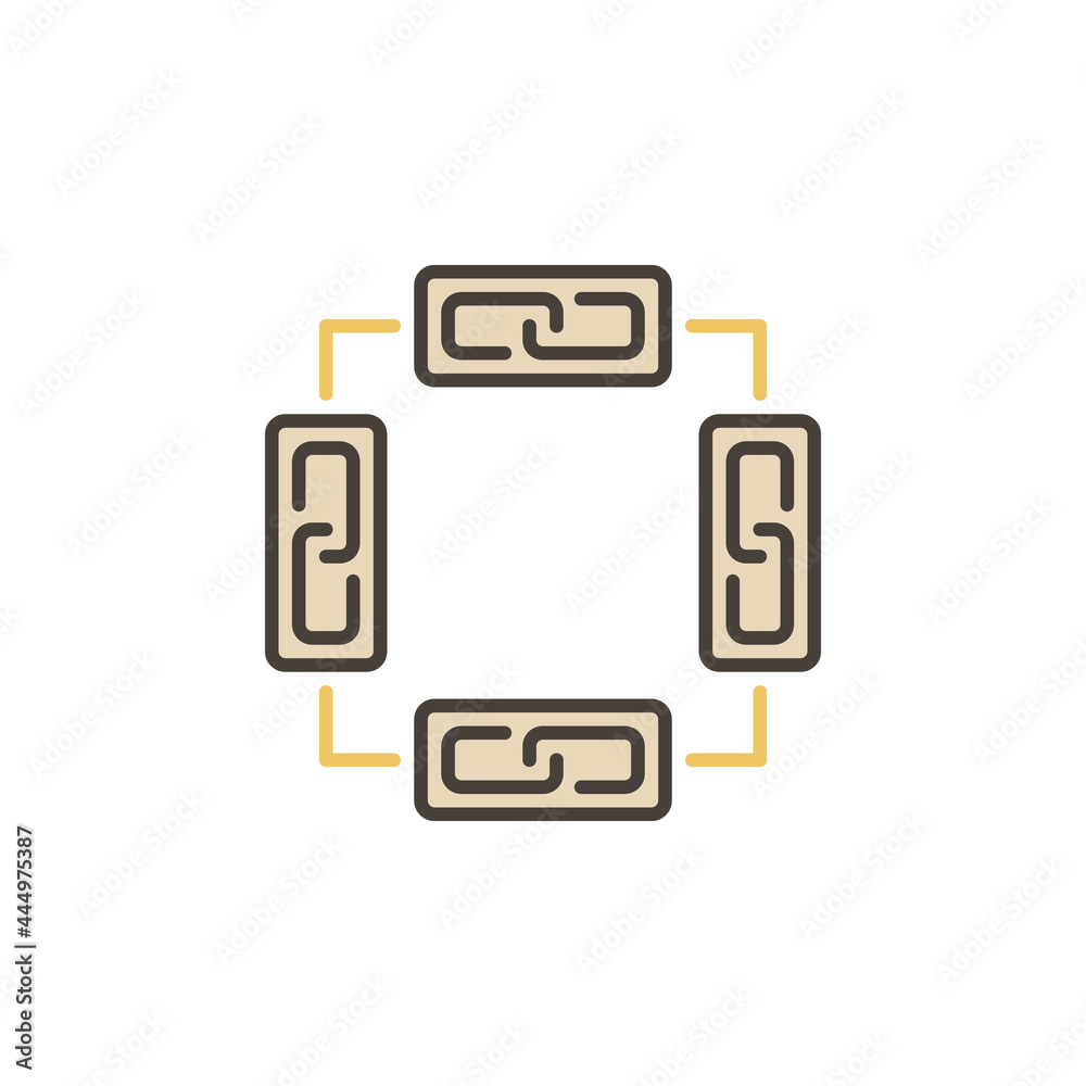 Obraz premium Blockchain icon - vector chain in blocks colored symbol