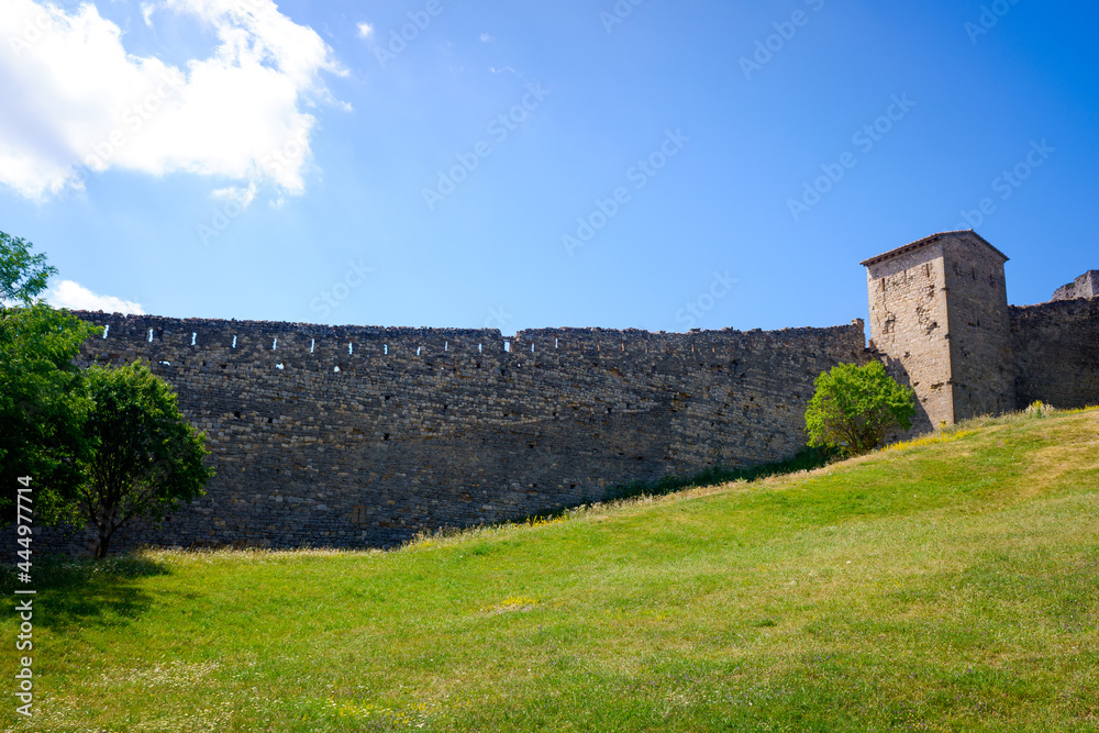 Panoramic view of the defensive walls of the city of Morella, on top of the hill.