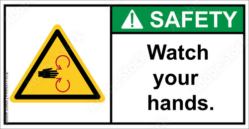 Beware of the danger of spindle rotation.,Safety Sign