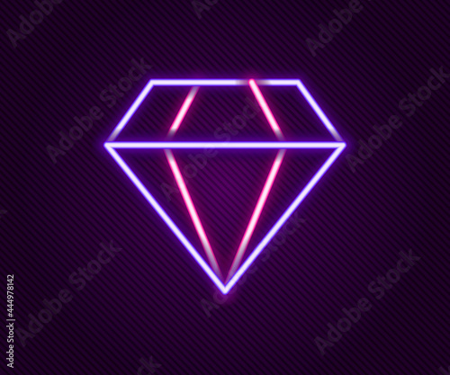 Glowing neon line Diamond icon isolated on black background. Jewelry symbol. Gem stone. Colorful outline concept. Vector