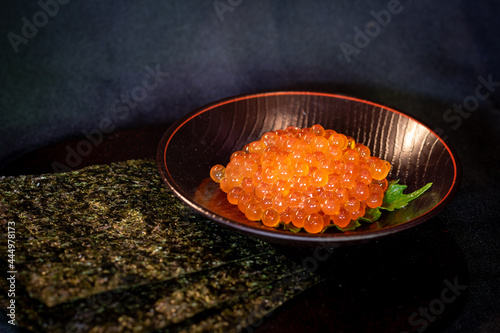 Japanese food ikura sashimi (salmon roe, red caviar.