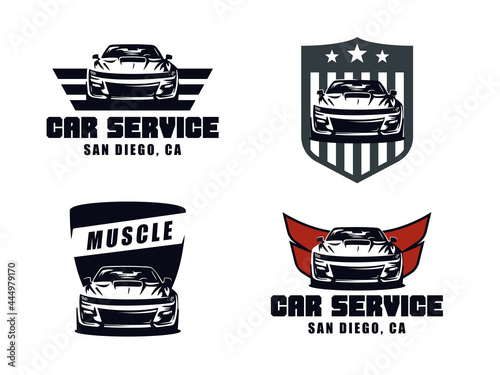 American Muscle Car Logo Design.This logo is for modern and old style or car garage, shops, repair. Also for car restoration, repair and racing.