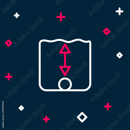 Line Depth measurement icon isolated on blue background. Water depth. Colorful outline concept. Vector