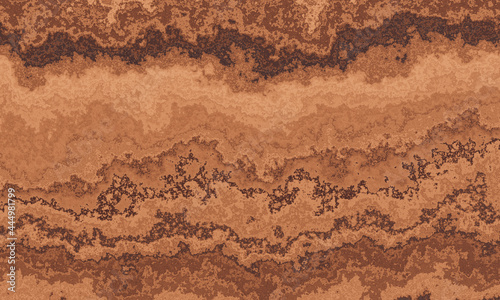 Brown soil layer. Weathered sediment strata. Cross sectional of soil and clay bedding.