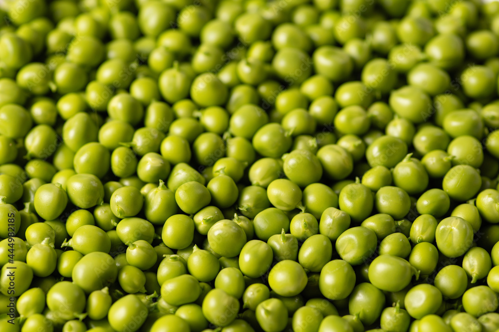 green peeled peas, top-side view, close-up green peeled peas, top-side view, close-up