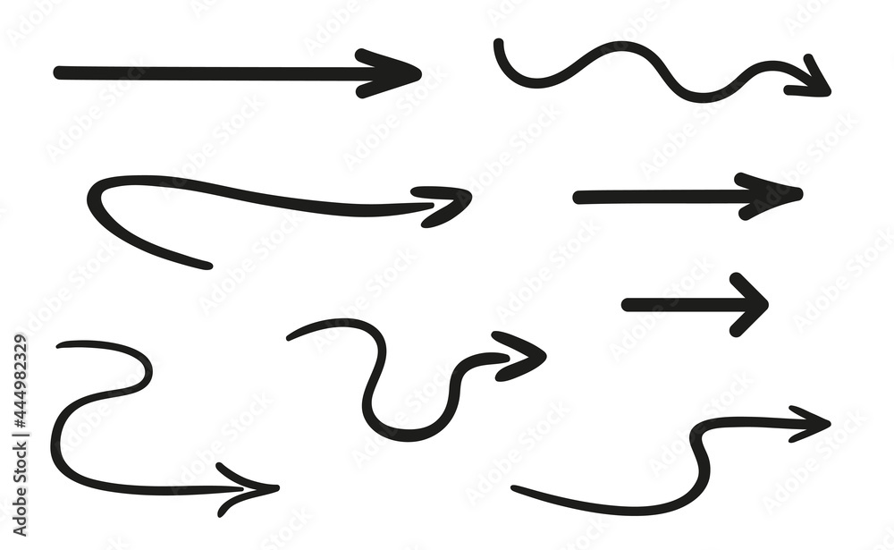 Infographic elements on isolated white background. Hand drawn simple arrows. Line art. Set of different pointers. Abstract indicators. Black and white illustration. Doodles for artwork Infographic elements on isolated white background. Hand drawn simple arrows. Line art. Set of different pointers. Abstract indicators. Black and white illustration. Doodles for artwork