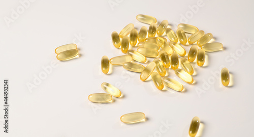 omega 3 capsules on white background, lifestyle, food supplement
