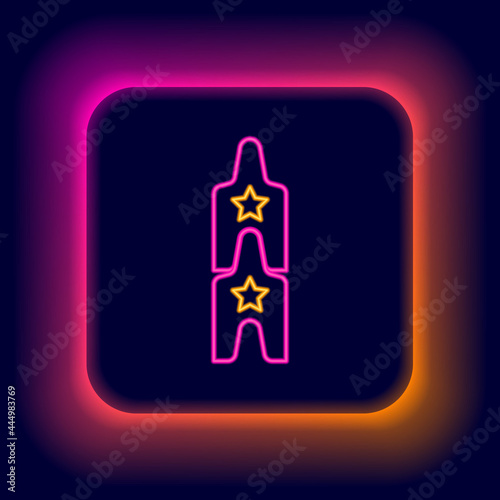 Glowing neon line Boat swing icon isolated on black background. Childrens entertainment playground. Attraction riding ship, swinging boat. Amusement park. Colorful outline concept. Vector