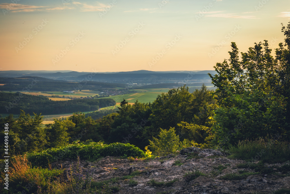 German Bavarian Countryside Summer Landscape in the Evening in Franconia