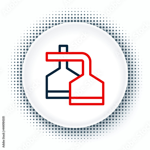 Line Traditional brewing vessels in brewery icon isolated on white background. Beer brewing process. Distillery plant, brewery. Colorful outline concept. Vector