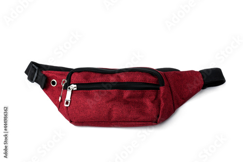 Red waist bag isolated on white background. photo