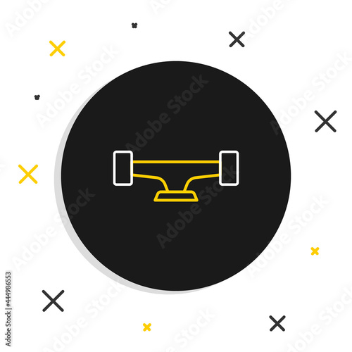 Line Skateboard wheel icon isolated on white background. Skateboard suspension. Skate wheel. Colorful outline concept. Vector