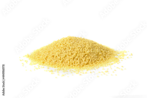 Dry couscous isolated on white background.