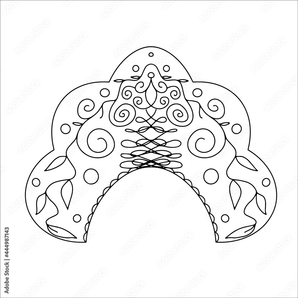 Russian costume hat. kokoshnik. National clothes. pattern. Coloring