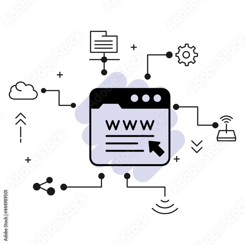 Website Browser Concept,  Logon to Web App, www click vector Glyph icon design, Cloud computing and Internet hosting services Symbol on White background, Web Site Address Stock illustration