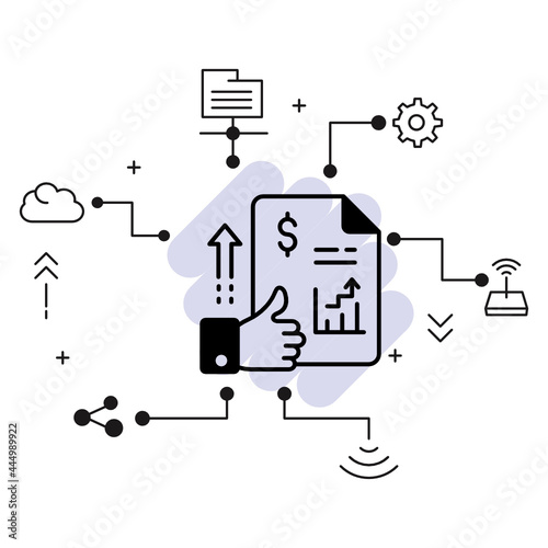 Increasing CTR Stock illustration, High Click through rate Concept, Financial Growth with Small Graph Vector Glyph Icon Design, SEO and Digital Marketing Symbol on White background, 