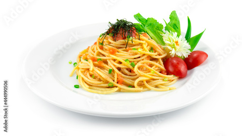 Mentaiko Spaghetti Cream sauce Mentaiko ontop Mentaiko Cod Roe and Seaweed Japanese Tara Good taste Japanese food